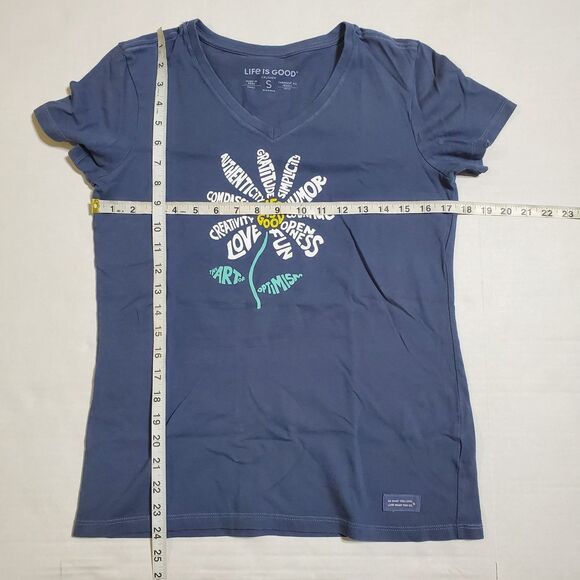 LIFE IS GOOD Crusher Tee Size S The Art Of Optimism Blue Short Sleeve Womens - Picture 7 of 9